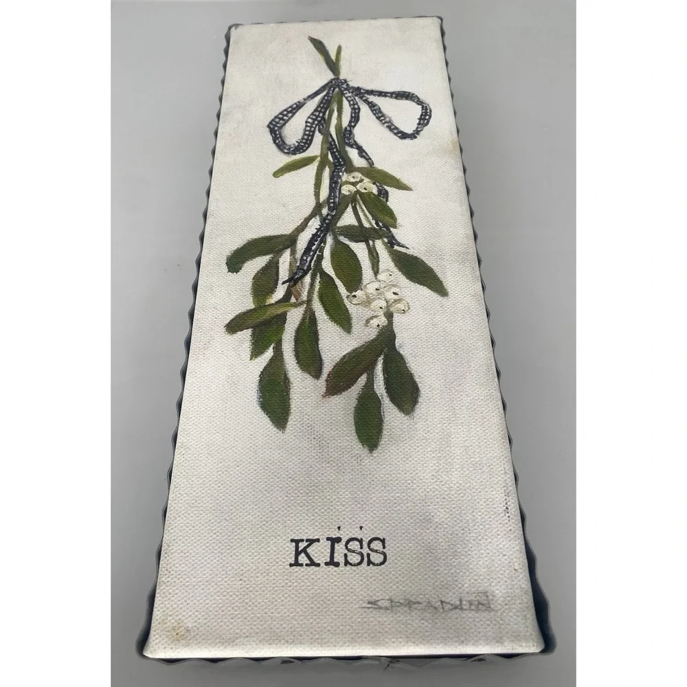 Mistletoe Kiss Christmas Wall Decor Meet Me Under the Mistletoe Canvas Metal